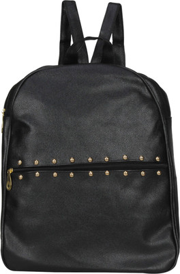

WhiteAsh Black Pu Backpack for Girls 3 L Backpack(Black, Gold)