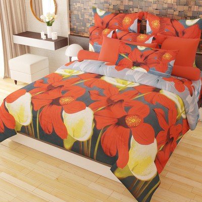 

Home Candy 120 TC Polycotton Double Printed Bedsheet(Pack of 1, Multicolor)