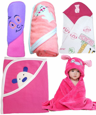 

BRANDONN Embroidered  Hooded Baby Blanket(Microfiber, Multicolor