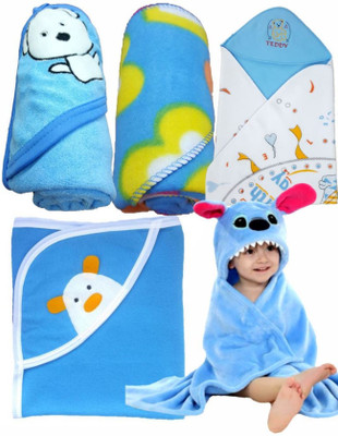 

BRANDONN Embroidered  Hooded Baby Blanket(Microfiber, Multicolor