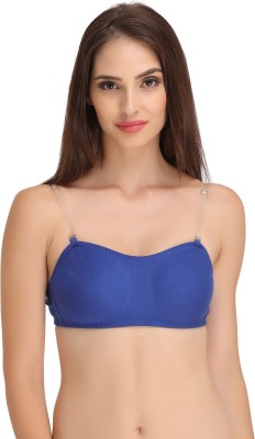 Clovia Strapless Tube Bra With Detachable Transparent Straps Women T-Shirt Non Padded Bra(Blue)