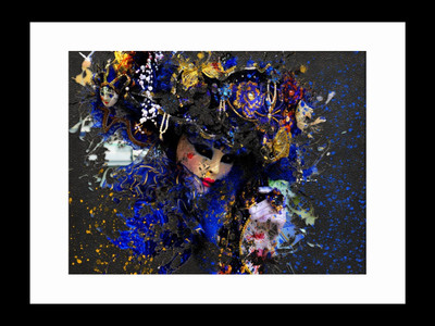 

ravgar Woman in Mask carnaval ART abstract watercolor Canvas Painting Wall Art [16 x 20 inch] Framed Cotton Fine Grain Primed Canvas Board (Set of 1)(Multicolor)