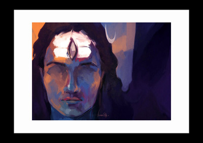 

ravgar Shiva Meditation CANVAS Wall Painting, Art piece, Matte Textured (16 X 20 inch) FRAMED Cotton Fine Grain Primed Canvas Board (Set of 1)(Multicolor)