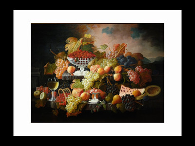 

ravgar Abundance Of Fruit Oil Painting by Severin Roesen Canvas Painting Wall Art [16 x 20 inch] Framed Cotton Fine Grain Primed Canvas Board (Set of 1)(Multicolor)