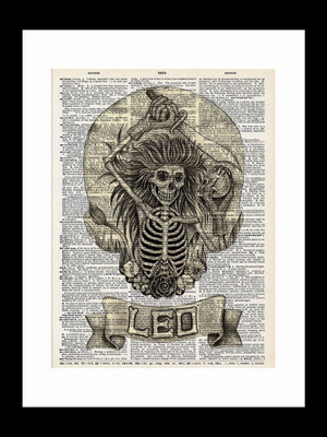 

ravgar Leo Ghost Portrait on a Dictionary page Canvas Painting Wall Art [16 x 20 inch] Framed Cotton Fine Grain Primed Canvas Board (Set of 1)(Multicolor)