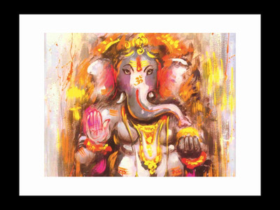 

ravgar Lord Ganesha Ganpati Bappa Siddhivinayak Vighanharta Canvas Painting Wall Art [16 x 20 inch] Framed Cotton Fine Grain Primed Canvas Board (Set of 1)(Multicolor)