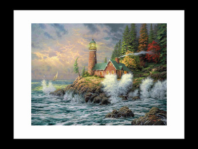 

ravgar Fabulous nature Lighthouse near the sea Painting Canvas Painting Wall Art [16 x 20 inch] Framed Cotton Fine Grain Primed Canvas Board (Set of 1)(Multicolor)