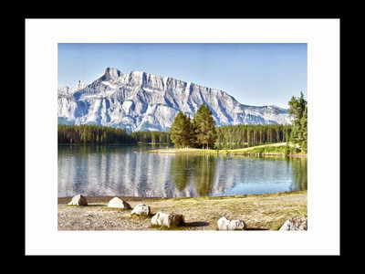 

ravgar Lake Trees Snow Covered Mountains Canvas Painting Wall Art [16 x 20 inch] Framed Cotton Fine Grain Primed Canvas Board (Set of 1)(Multicolor)