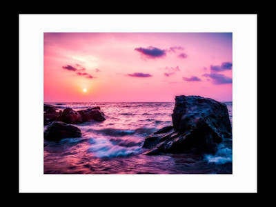 

ravgar Pink Sky Over The Sea Canvas Painting Wall Art [16 x 20 inch] Framed Cotton Fine Grain Primed Canvas Board (Set of 1)(Multicolor)