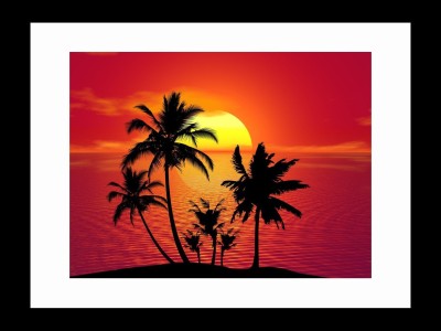 

ravgar Tropical Beach Summer Sunset Landscape Canvas Painting Wall Art [16 x 20 inch] Framed Cotton Fine Grain Primed Canvas Board (Set of 1)(Multicolor)