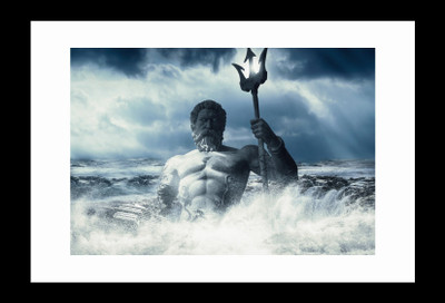 

ravgar Poseidon Greek God Canvas Painting Wall Art [16 x 20 inch] Framed Cotton Fine Grain Primed Canvas Board (Set of 1)(Multicolor)