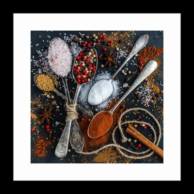 

ravgar Salt, Pepper, Cinnamon - Spices Painting Canvas Painting Wall Art [16 x 20 inch] Framed Cotton Fine Grain Primed Canvas Board (Set of 1)(Multicolor)