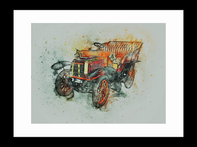 

ravgar Old Car Abstract Art Vintage Canvas Painting Wall Art [16 x 20 inch] Framed Cotton Fine Grain Primed Canvas Board (Set of 1)(Multicolor)