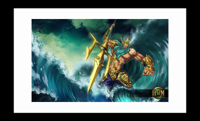 

ravgar Poseidon Greek God Canvas Painting Wall Art [16 x 20 inch] Framed Cotton Fine Grain Primed Canvas Board (Set of 1)(Multicolor)