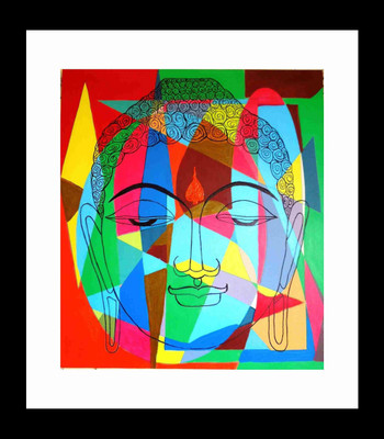 

ravgar Buddha Abstract ART Canvas Painting Wall Art [16 x 16 inch] Framed Cotton Fine Grain Primed Canvas Board (Set of 1)(Multicolor)