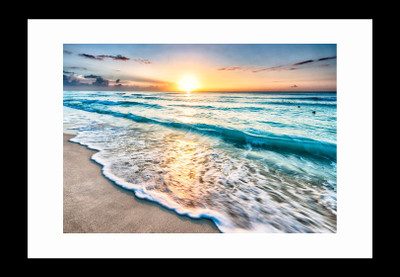 

ravgar Sunrise over the Beach Canvas Painting Wall Art [16 x 20 inch] Framed Cotton Fine Grain Primed Canvas Board (Set of 1)(Multicolor)