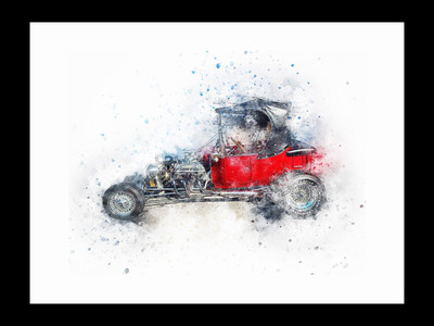 

ravgar Old Car Abstract Art - Retro Model Painting Canvas Painting Wall Art [16 x 20 inch] Framed Cotton Fine Grain Primed Canvas Board (Set of 1)(Multicolor)