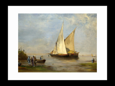 

ravgar Ship at the Beach Clear Sky Painting Canvas Painting Wall Art [16 x 20 inch] Framed Cotton Fine Grain Primed Canvas Board (Set of 1)(Multicolor)