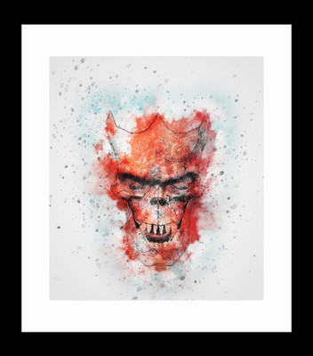 

ravgar Skull Gothic Horn Abstract Vintage Canvas Painting Wall Art [16 x 16 inch] Framed Cotton Fine Grain Primed Canvas Board (Set of 1)(Multicolor)