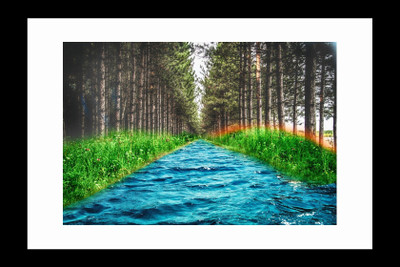 

ravgar River in Forest Nature Landscape water Tree Summer Canvas Painting Wall Art [16 x 20 inch] Framed Cotton Fine Grain Primed Canvas Board (Set of 1)(Multicolor)