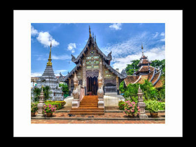 

ravgar Beautiful Chiang Mai Temple Under the Blue Sky Canvas Painting Wall Art [16 x 20 inch] Framed Cotton Fine Grain Primed Canvas Board (Set of 1)(Multicolor)