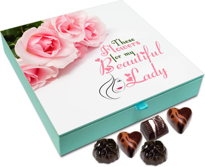 

Chocholik Gift Box - These Flowers For My Beautiful Lady Chocolate Box - 9pc Truffles(108 g)