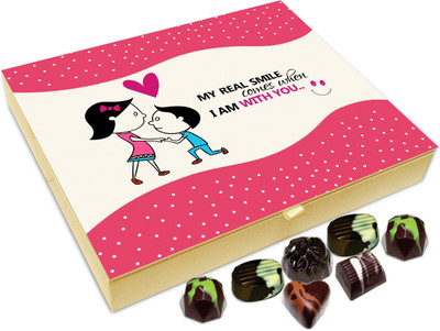 

Chocholik Gift Box - My Real Smile Comes When I'm With You Chocolate Box - 20pc Truffles(240 g)
