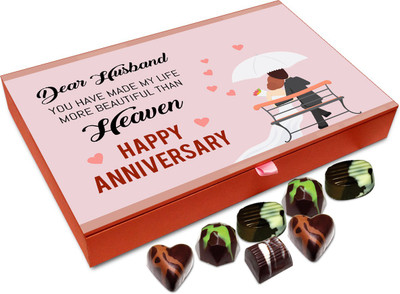 

Chocholik Gift Box - Happy Anniversary Dear Husband Chocolate Box - 12pc Truffles(144 g)