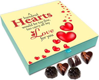 

Chocholik Gift Box - Hundred Hearts Too Few To Carry All My Love For You Chocolate Box - 9pc Truffles(108 g)
