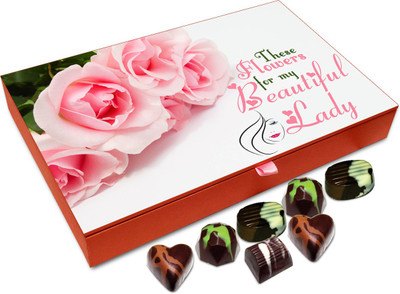 

Chocholik Gift Box - These Flowers For My Beautiful Lady Chocolate Box - 12pc Truffles(144 g)