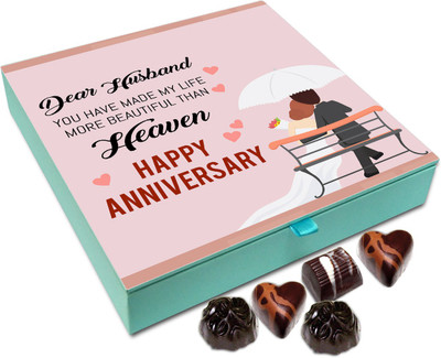 Chocholik Gift Box - Happy Anniversary Dear Husband Chocolate Box - 9pc Truffles(108 g)