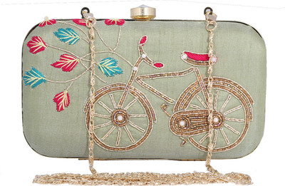 

Ambbi Collections Party Green Clutch