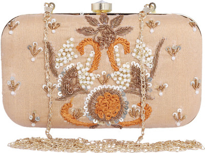 

Ambbi Collections Party Beige Clutch