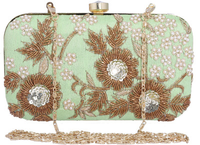 

Ambbi Collections Party Green Clutch