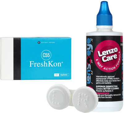 

Freshkon C55 with LensCareKit by Lens4eye Monthly Contact Lens(-1.25, Clear, Pack of 6)