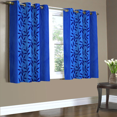 

Home Candy 152 cm (5 ft) Polyester Window Curtain (Pack Of 2)(Floral, Blue)