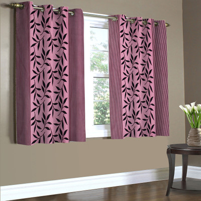 

Home Candy 152 cm (5 ft) Polyester Window Curtain (Pack Of 2)(Floral, Pink)