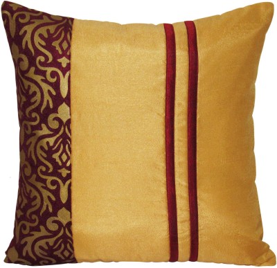 ZIKRAK EXIM Striped Cushions & Pillows Cover(40 cm*40 cm, Gold, Maroon)