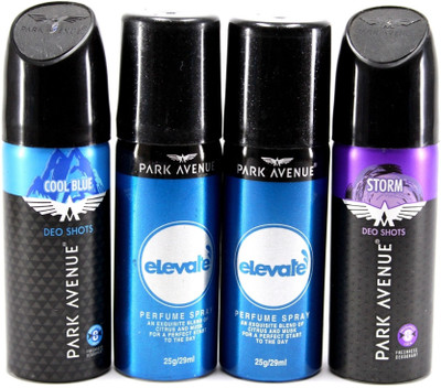 

Park Avenue Cool Blue, Storm and Elevate - Deo Shots Mini Deodorant Spray - For Men(104 g, Pack of 4)