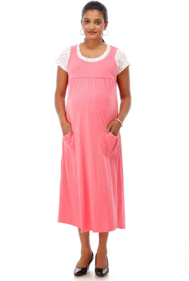Buy Ziva Maternity Wear Women A-line Pink Dress on Flipkart