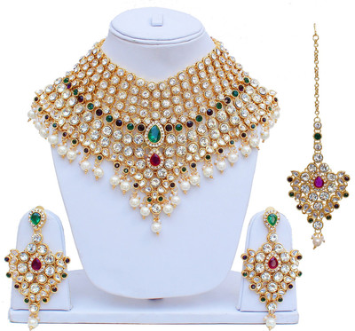 Lucky Jewellery Alloy Gold-plated Multicolor Jewellery Set(Pack of 1)