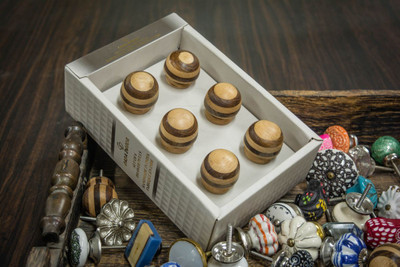 Casa Decor Set of 6 Rich Round Wooden Brown Stripe Handmade Drawer Pull Cabinet Dresser Handle Wardrobe Wood Knobs Wooden Cabinet/Draw Knob(Multicolor Pack of 6) available at flipkart for Rs.294