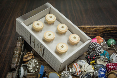 Casa Decor Set of 6 Swanky Round Button Wooden \ Handmade Drawer Pull Cabinet Dresser Handle Wardrobe Knobs Wooden Cabinet/Draw Knob(Multicolor Pack of 6) available at flipkart for Rs.294