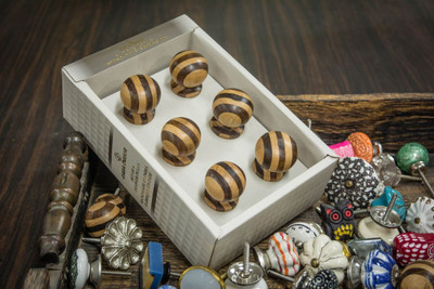 Casa Decor Set of 6 Classic Round Wooden Vertical Stripes Design Handmade Drawer Pull Cabinet Dresser Handle Wardrobe Knobs Wooden Cabinet/Draw Knob(Multicolor Pack of 6) available at flipkart for Rs.294