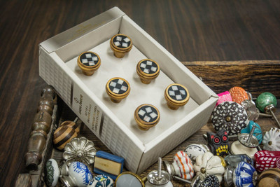 Casa Decor Set of 6 Black Checks Wooden Design Handmade Drawer Pull Cabinet Dresser Handle Wardrobe Knobs Wooden Cabinet/Draw Knob(Multicolor Pack of 6) available at flipkart for Rs.294