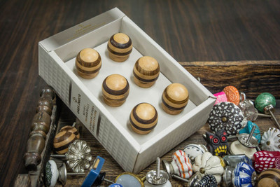 Casa Decor Set of 6 Rich Round Wooden Brown Stripe Handmade Drawer Pull Cabinet Dresser Handle Wardrobe Ceramic Knobs Ceramic Cabinet/Draw Knob(Multicolor Pack of 6) available at flipkart for Rs.294