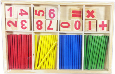 

Babysid Collections Math Learning Puzzle Wooden mathematical intelligence stick 65 Pcs Play Set Learning and Educational Toy 3+(Multicolor)