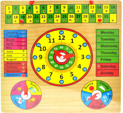 

Munchkinz Time and Days Knob Pointing Learning Board(Multicolor)