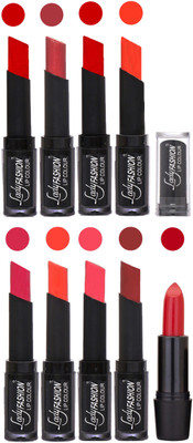 

Lady Fashion 9 Colors Creamy Matte Rythm Lipsticks Set for Daily Use 022(Tametto Red, Hot Pink Tametto Red, Brick Orange Dark Magenta, Hot Orange Pink, Maroon)
