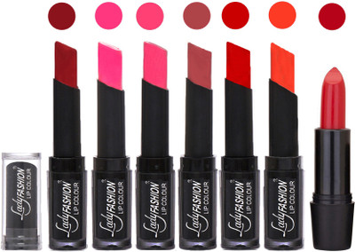 

Lady Fashion Lipsticks Set - 7 Fashionable Colors/Long Lasting with Rythm Lip Color 75(Red, Dark Pink, Magenta, Mauve, Tametto Red, Brick Orange)